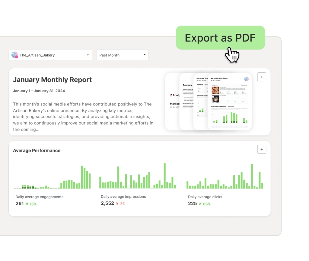 Generador de informes personalizados en Postlane Analyze