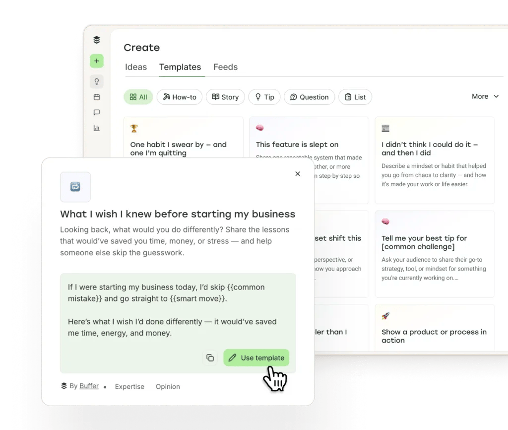 Plantillas de redes sociales en Postlane Create
