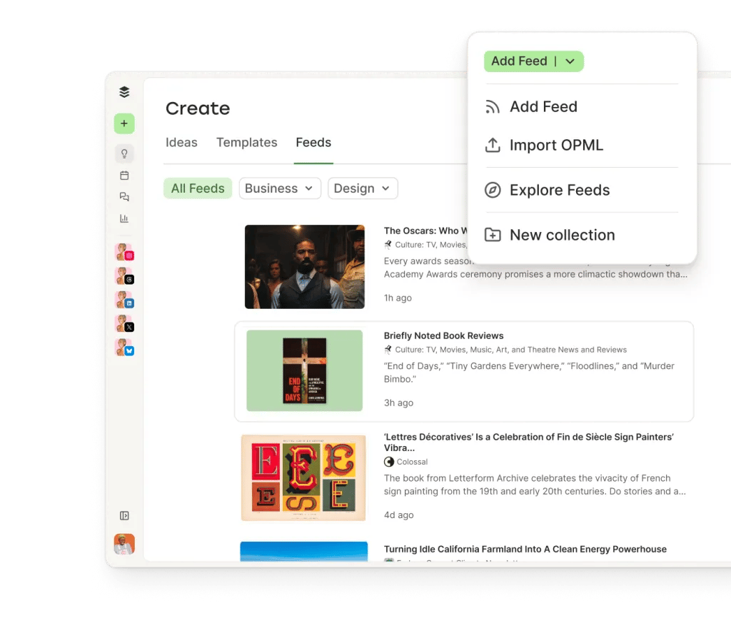 Importa y organiza contenido en Postlane Create