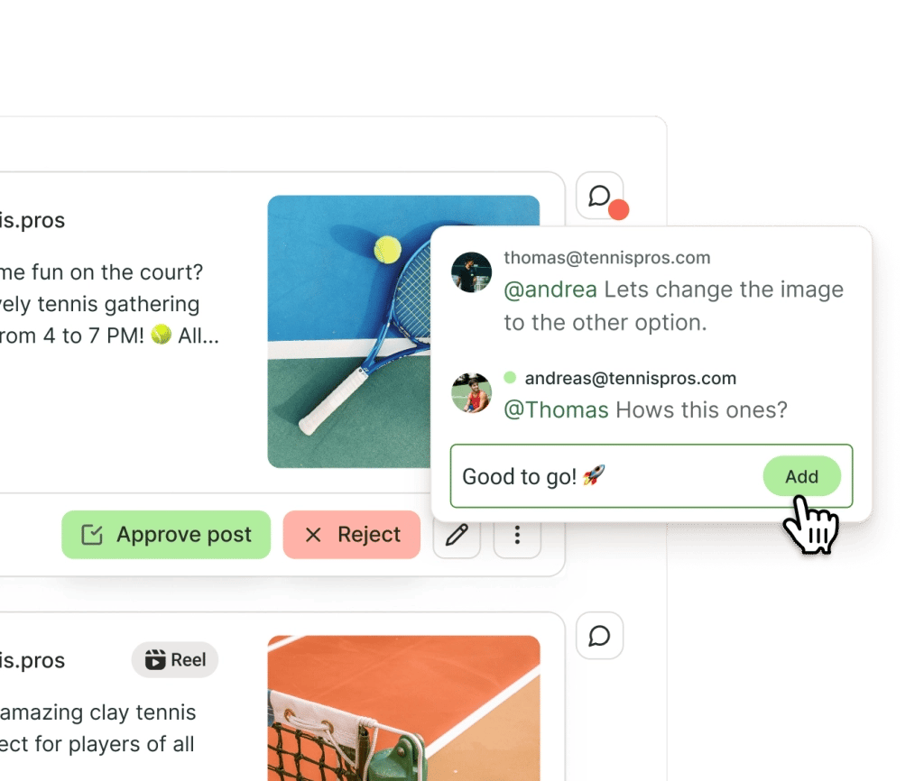 Colaboración de equipo en Postlane Collaborate