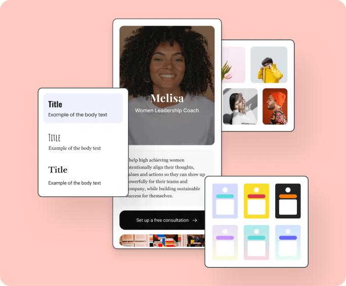 Editor de Postlane Start Page con texto, estilos y temas de color