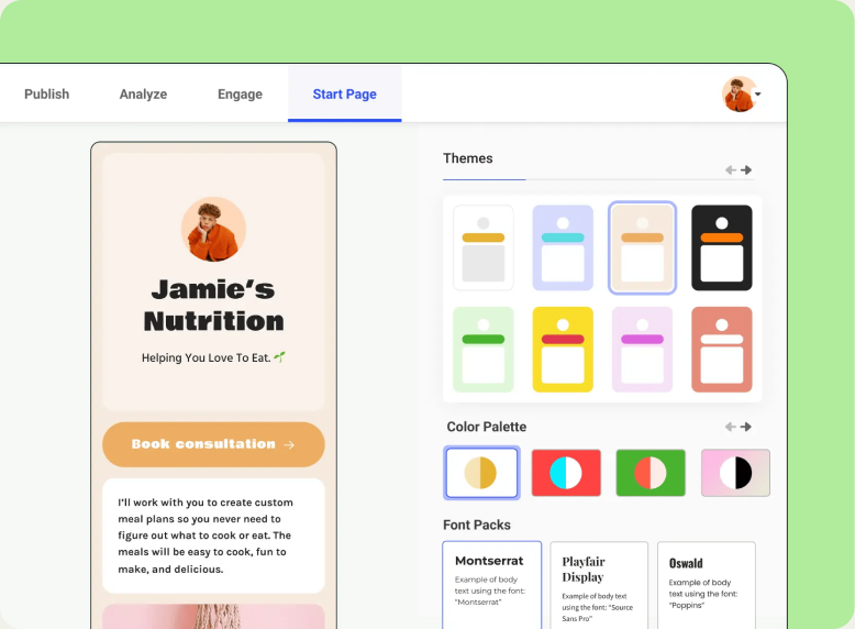 Ejemplos de páginas Start Page de Postlane en móvil